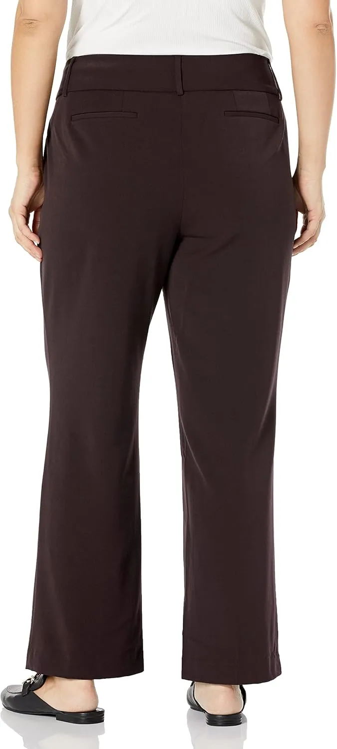 Rafaella Women's Plus Size Curvy Fit Gabardine Bootcut Dress Pants with Pockets, Soft Stretch Work Slacks, 31 & 32" Inseam