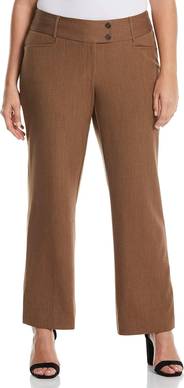 Rafaella Women's Plus Size Curvy Fit Gabardine Bootcut Dress Pants with Pockets, Soft Stretch Work Slacks, 31 & 32" Inseam
