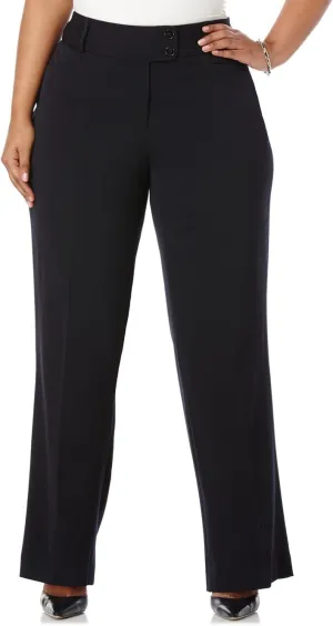 Rafaella Women's Plus Size Curvy Fit Gabardine Bootcut Dress Pants with Pockets, Soft Stretch Work Slacks, 31 & 32" Inseam