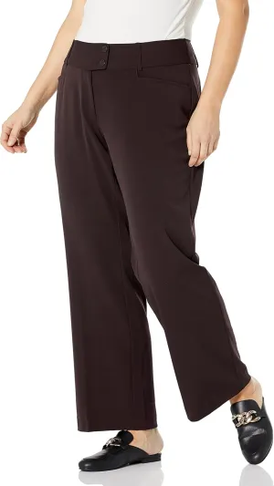 Rafaella Women's Plus Size Curvy Fit Gabardine Bootcut Dress Pants with Pockets, Soft Stretch Work Slacks, 31 & 32" Inseam