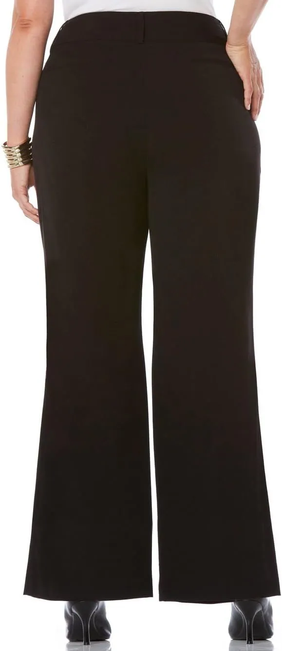 Rafaella Women's Plus Size Curvy Fit Gabardine Bootcut Dress Pants with Pockets, Soft Stretch Work Slacks, 31 & 32" Inseam
