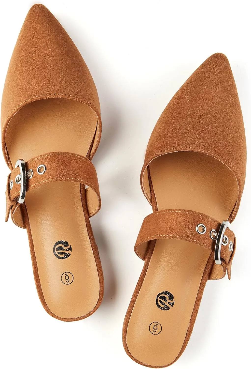 Rekayla Mules for Women Adjustable Strap Pointed Toe Backless Loafer Shoes??