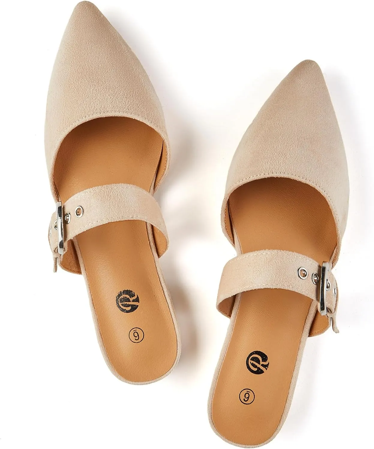 Rekayla Mules for Women Adjustable Strap Pointed Toe Backless Loafer Shoes??