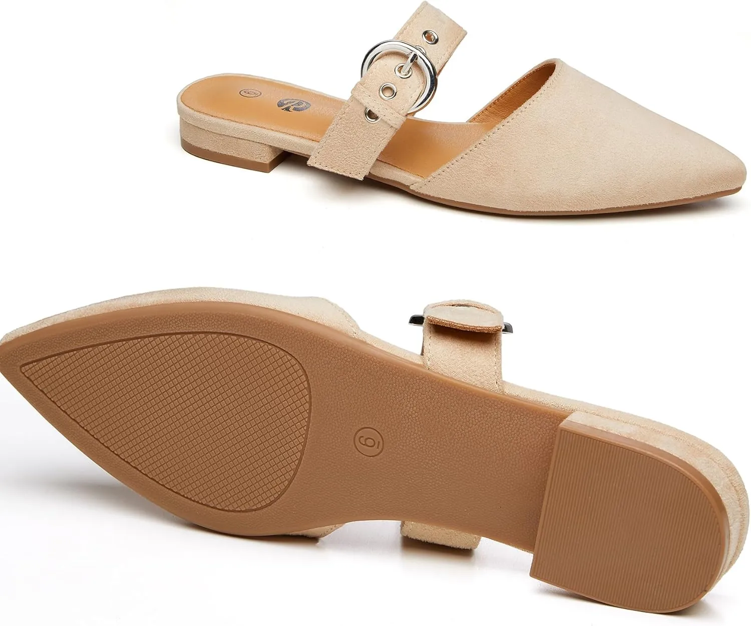 Rekayla Mules for Women Adjustable Strap Pointed Toe Backless Loafer Shoes??