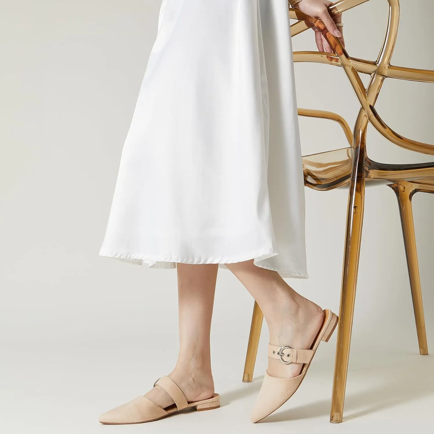 Rekayla Mules for Women Adjustable Strap Pointed Toe Backless Loafer Shoes??