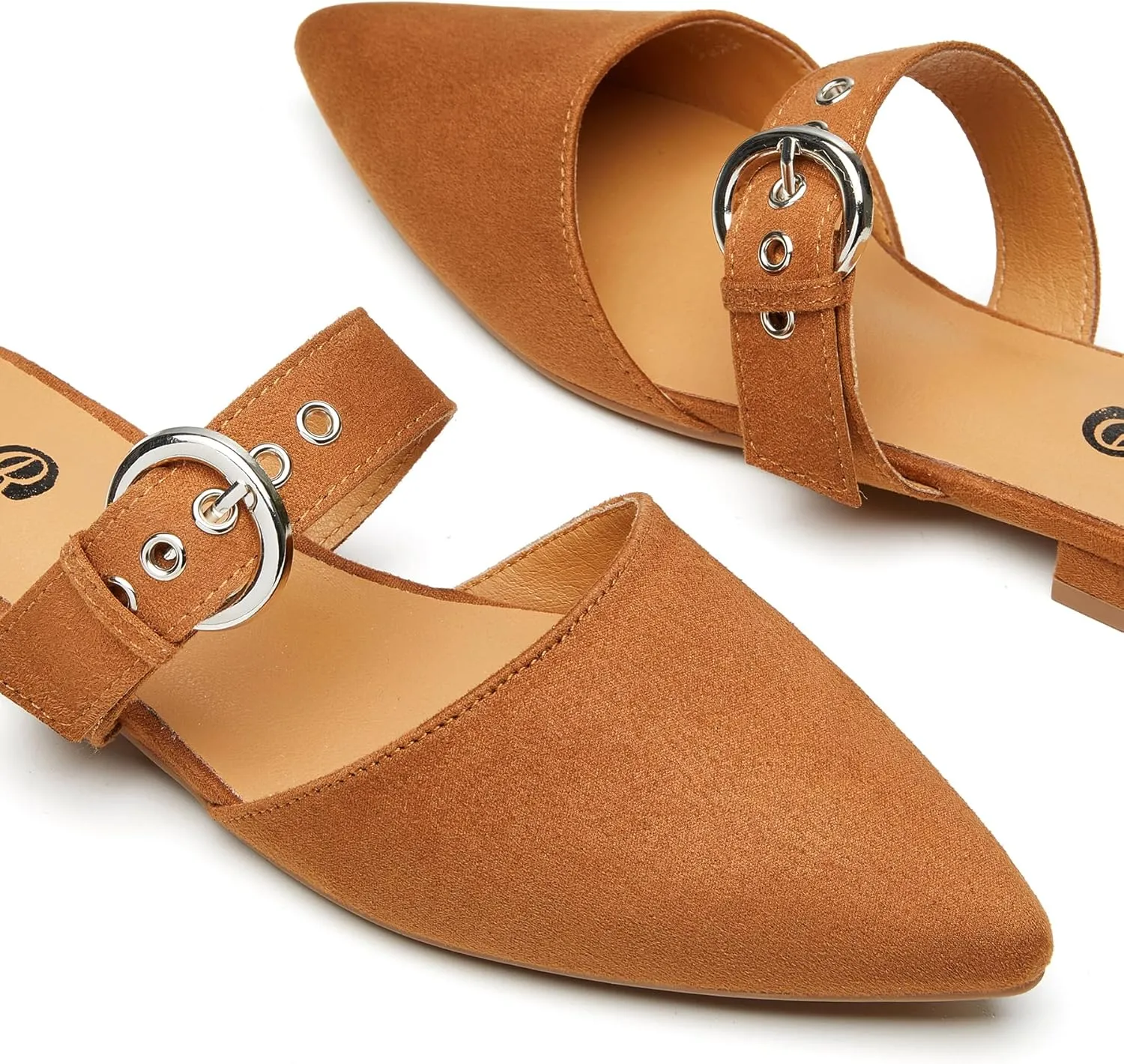 Rekayla Mules for Women Adjustable Strap Pointed Toe Backless Loafer Shoes??