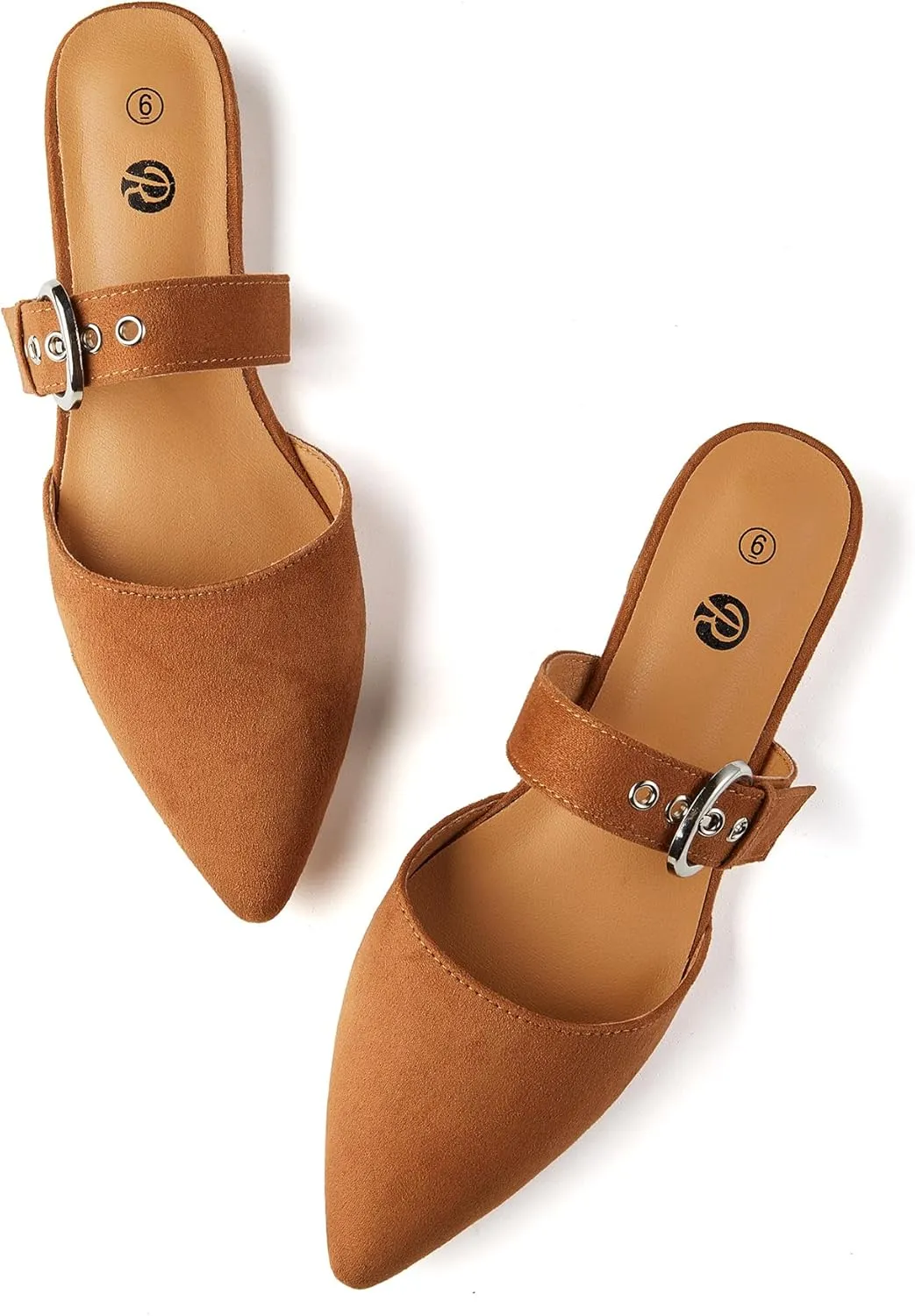 Rekayla Mules for Women Adjustable Strap Pointed Toe Backless Loafer Shoes??