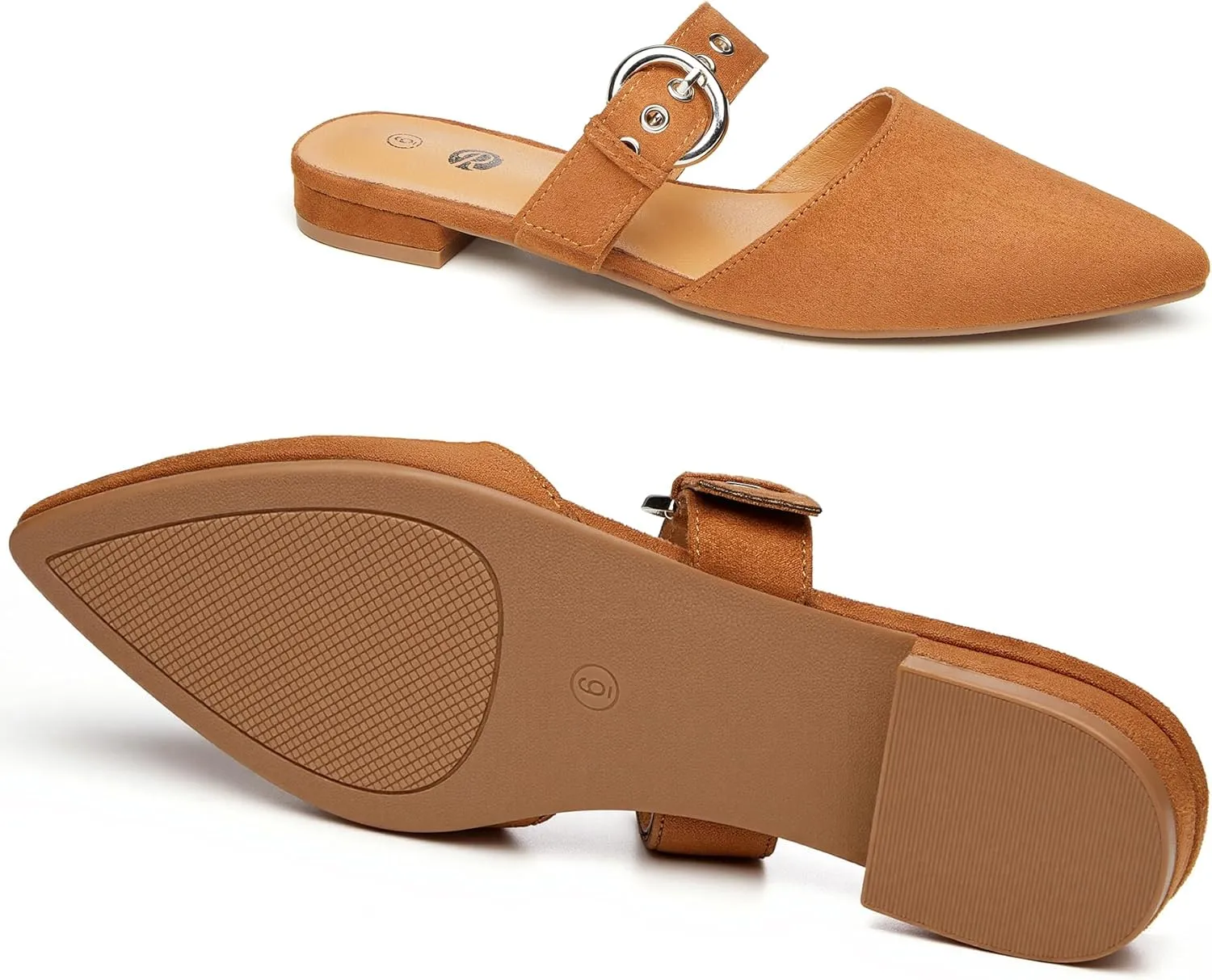 Rekayla Mules for Women Adjustable Strap Pointed Toe Backless Loafer Shoes??
