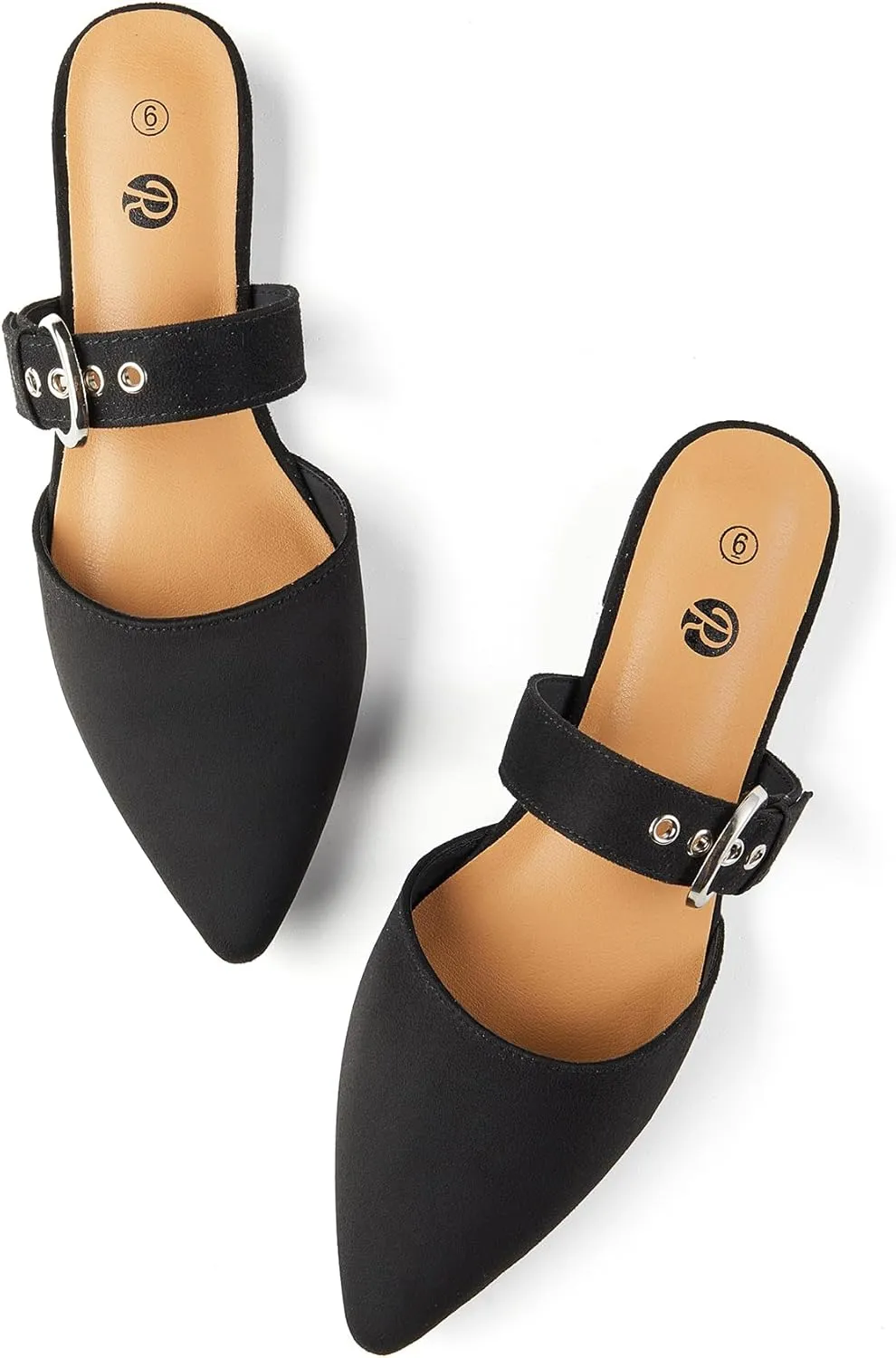 Rekayla Mules for Women Adjustable Strap Pointed Toe Backless Loafer Shoes??