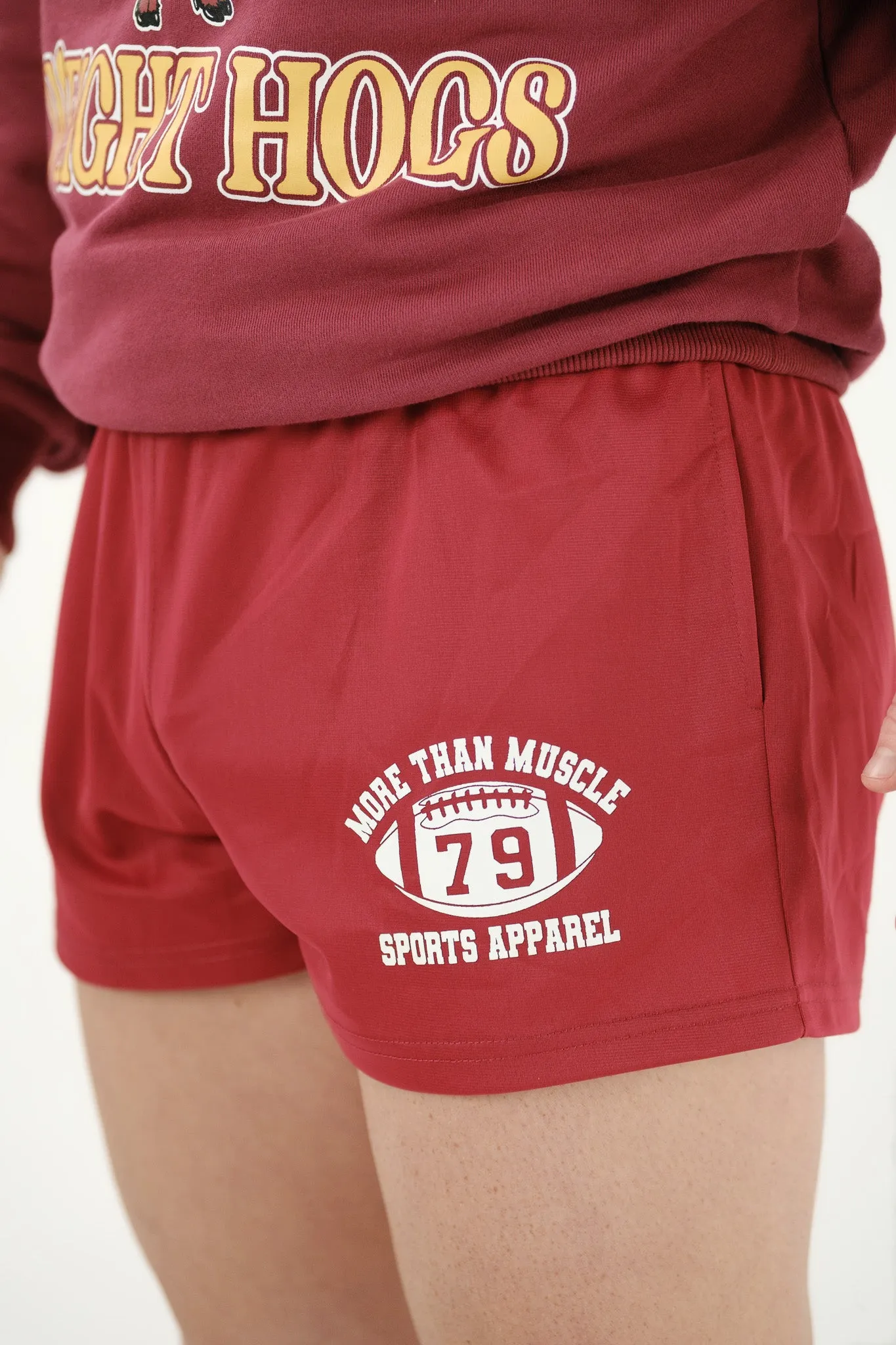 Retro Footy Shorts - Maroon