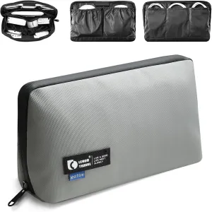 RIGHT AWAY Travel Tech PouchWaterproof Cord CaseElectronics Organizer Travel CaseCable Organizer Storage Bag For Phone, Charger, Accessories(GRAY)