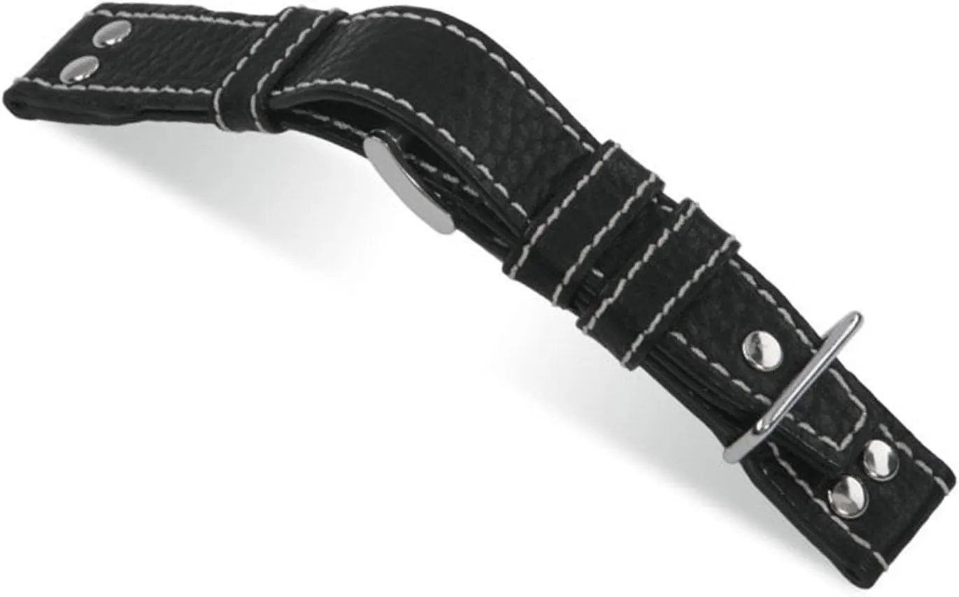 RIOS1931 Aviator - Genuine Buffalo Leather Pilot Style Watch Band with White Stitching 154x82
