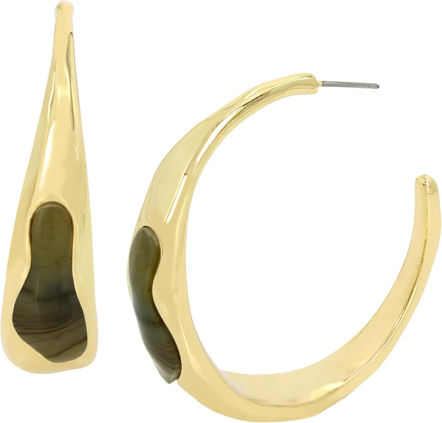 Robert Lee Morris Soho Womens Labradorite Sculpted Hoop Earrings