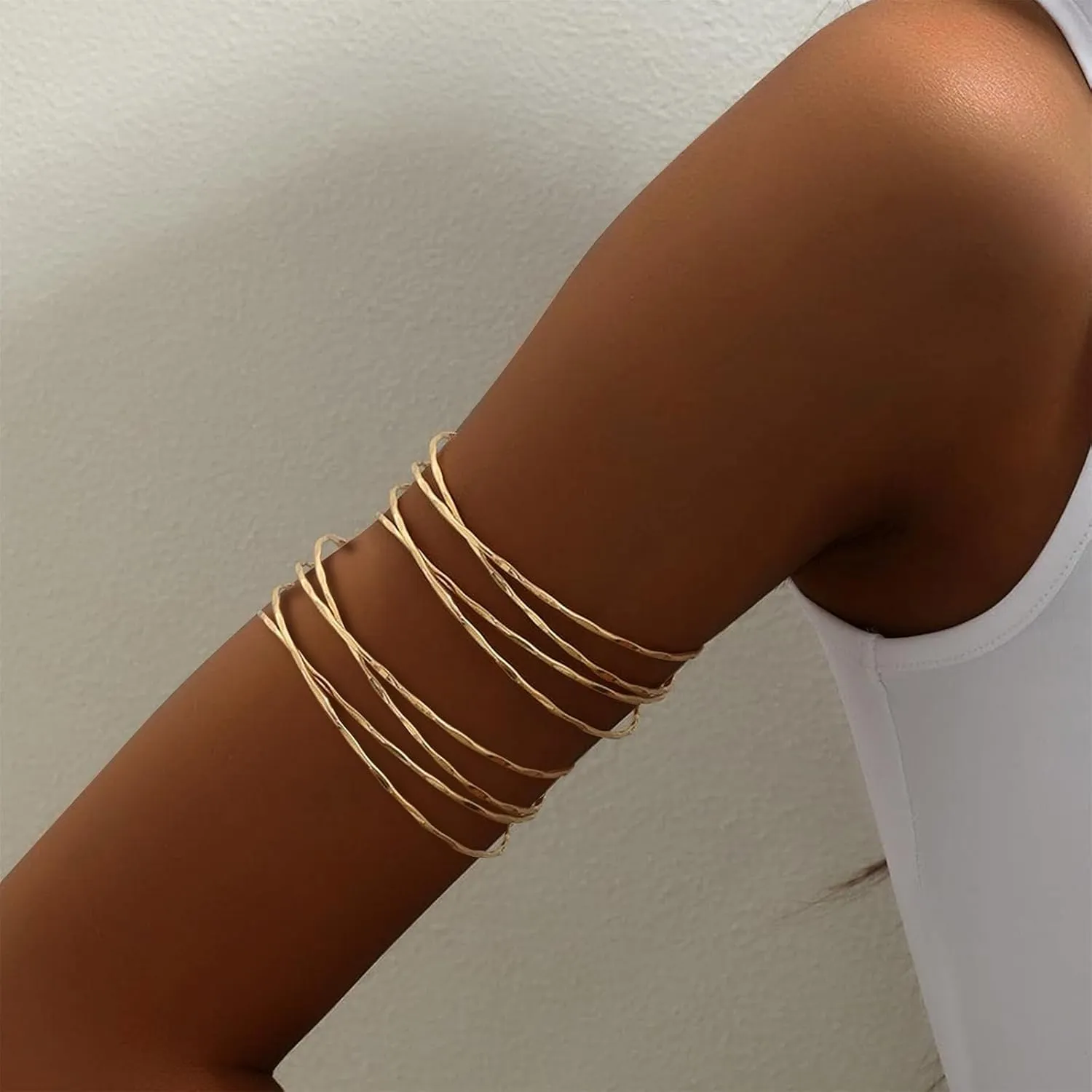 Roe Dolph Gold Arm Cuff Bracelet Upper Arm Cuff Jewelry Gold Cuff Bangle Bracelets Adjustable Armband Armlet Summer Dresses Outfits Accessories