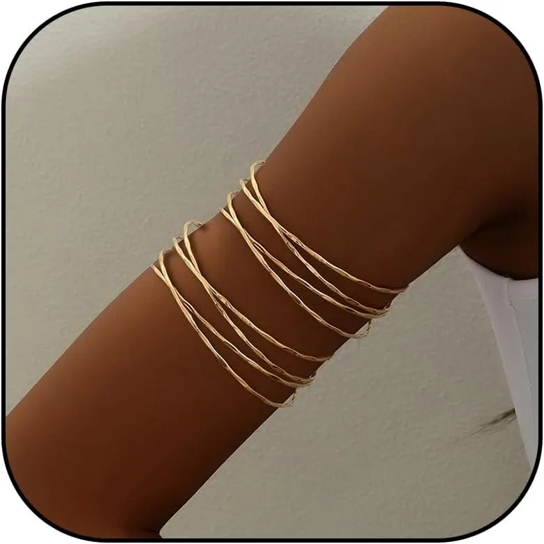 Roe Dolph Gold Arm Cuff Bracelet Upper Arm Cuff Jewelry Gold Cuff Bangle Bracelets Adjustable Armband Armlet Summer Dresses Outfits Accessories