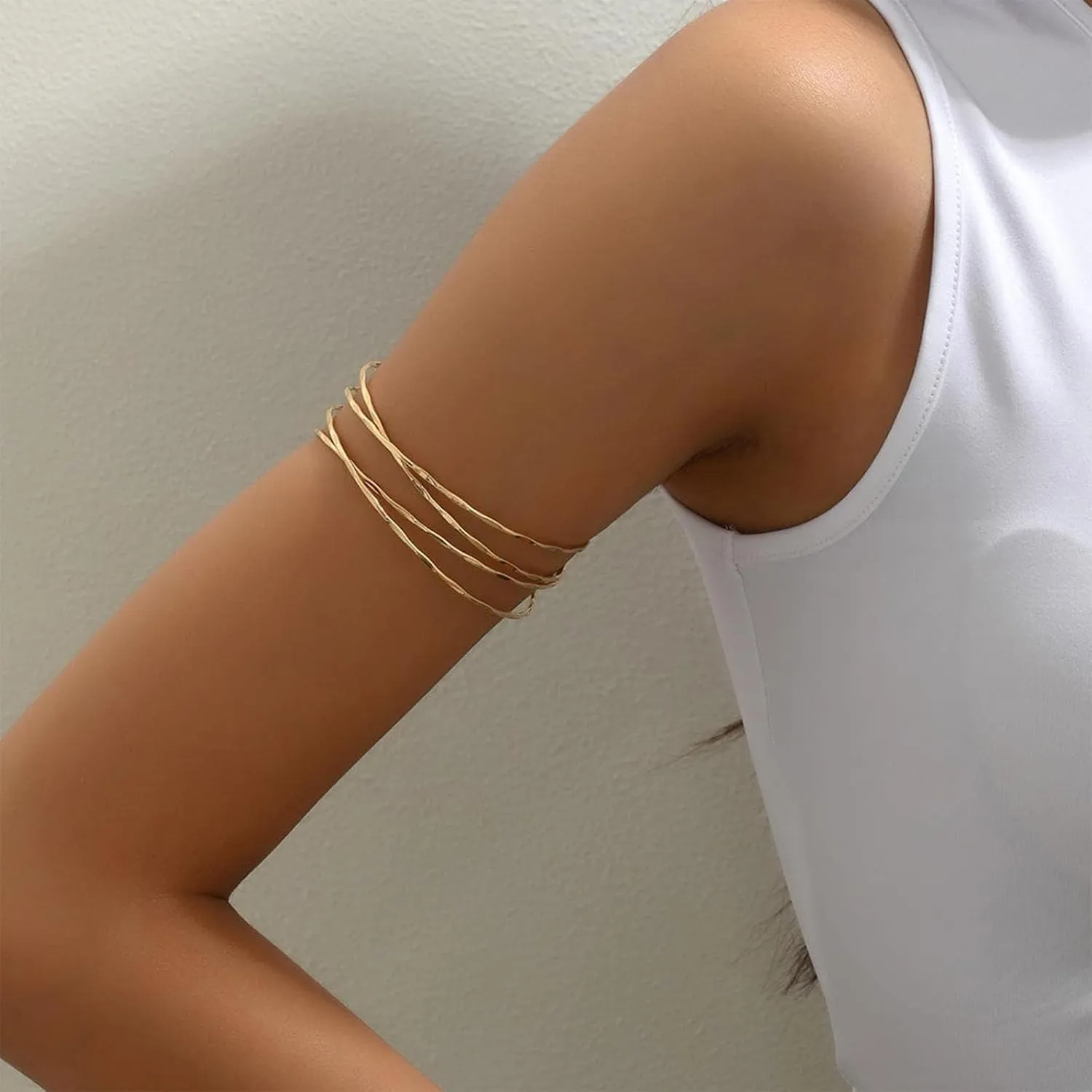 Roe Dolph Gold Arm Cuff Bracelet Upper Arm Cuff Jewelry Gold Cuff Bangle Bracelets Adjustable Armband Armlet Summer Dresses Outfits Accessories