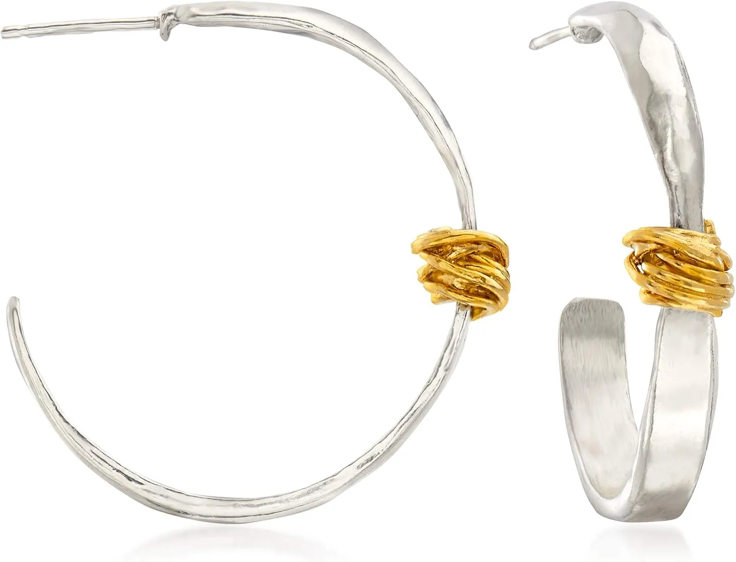 Ross-Simons Two-Tone Sterling Silver Wrapped Hoop Earrings