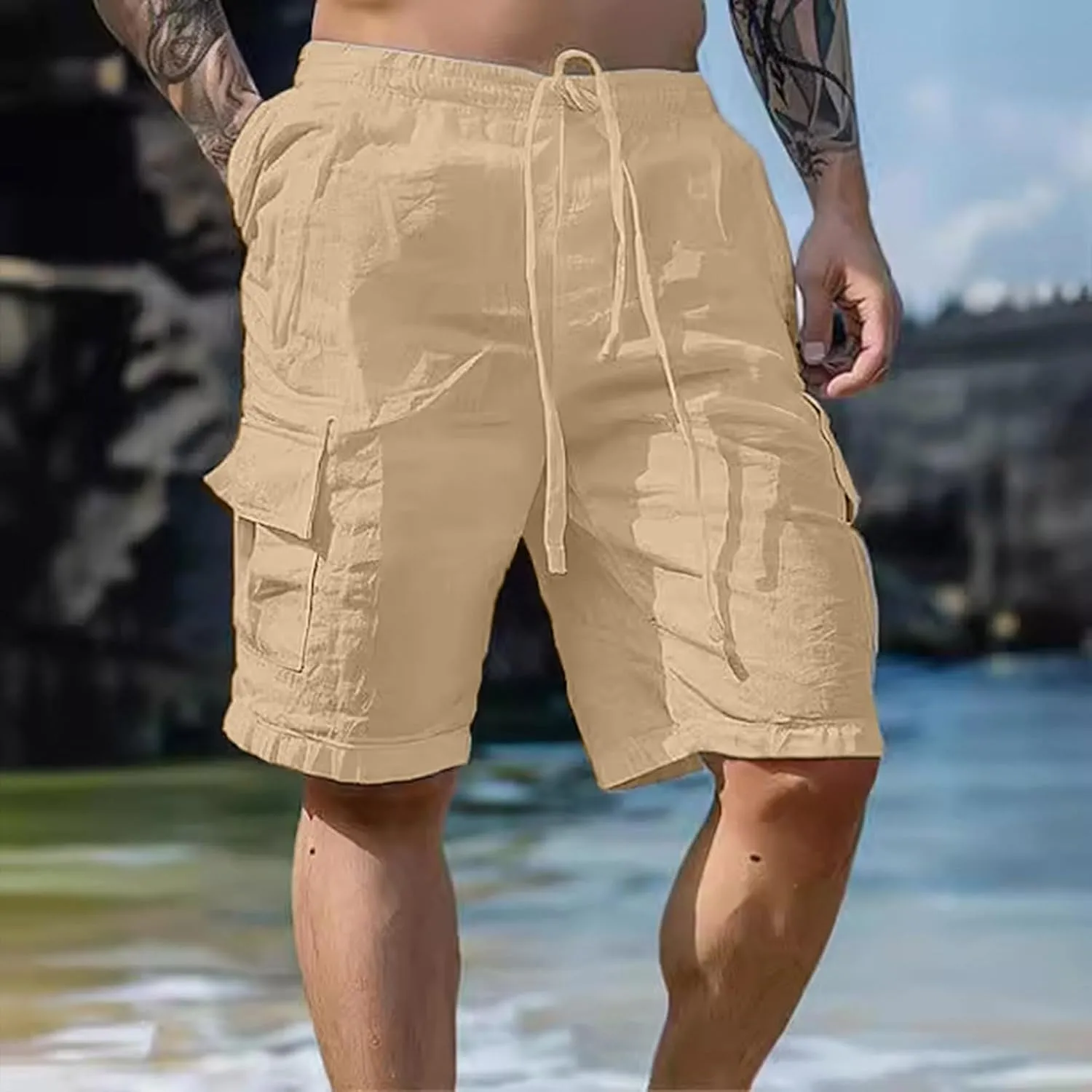 Running Shorts Men Slim-Fit Elastic Beach Shorts Gym Basketball Lightweight Classic Regular Activewear Pants