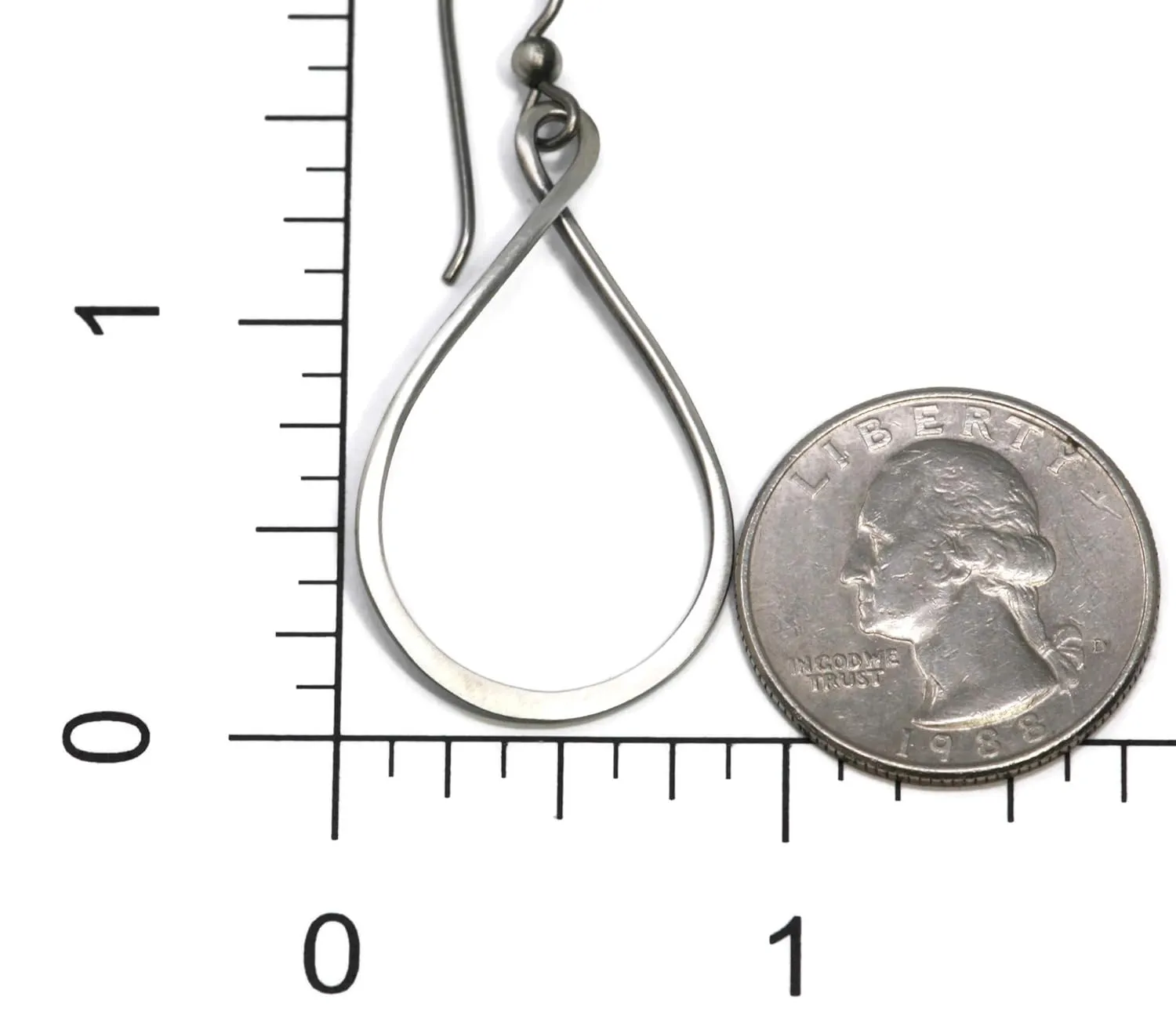 Salish Sea Inspirations Narrow Teardrop Hoop Earrings - Hypoallergenic Niobium (Gunmetal Silver)