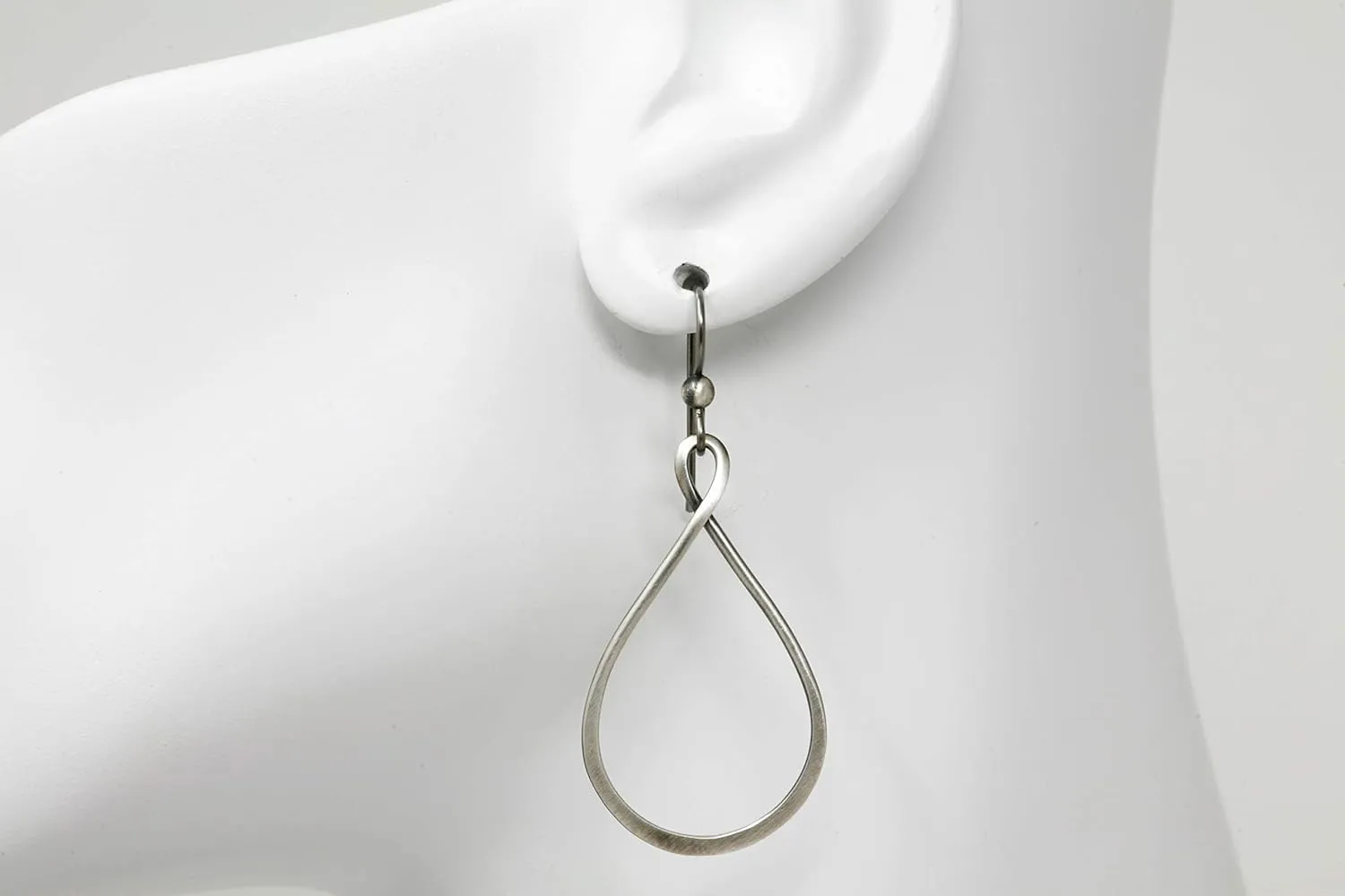 Salish Sea Inspirations Narrow Teardrop Hoop Earrings - Hypoallergenic Niobium (Gunmetal Silver)
