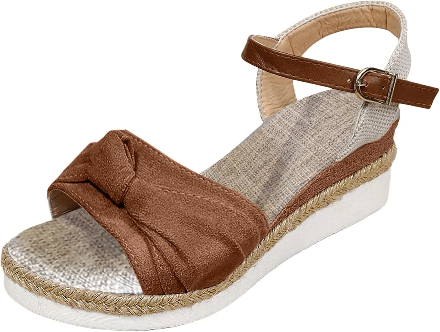 Sandals for Women 2025 Dressy Orthopedic Espadrilles Bowknot Design Wedge Platform Ajustable Ankle Strap Breathable Hemp Rope Heels Shoes Comfortable Summer Wear