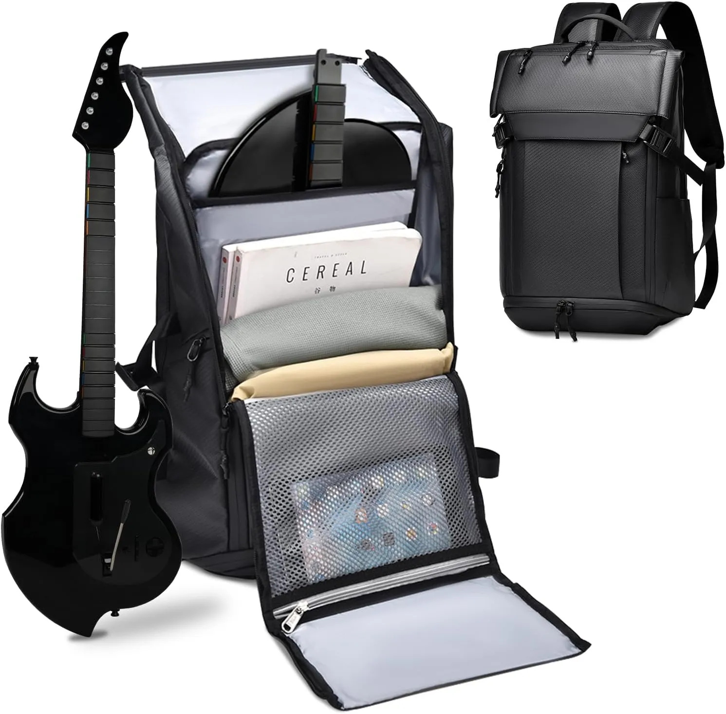 sarlar Waterproof Travel Backpack for PDP RIFFMASTER Wireless Guitar Controller, Extra Large Carrying Bag Fits PS5, PS4, & Large Capacity Storage Bag with Zippered Pocket for PlayStation 5