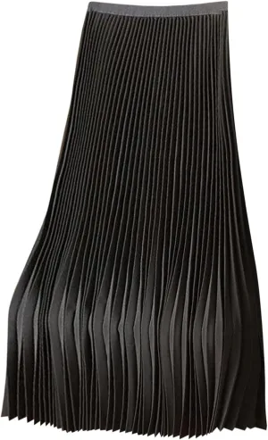 Satin Pleated Skirt Women A Line Flowy Skirts Plus Size Casual Skirts High Elastic Waist Maxi Skirts Versatile Skirt