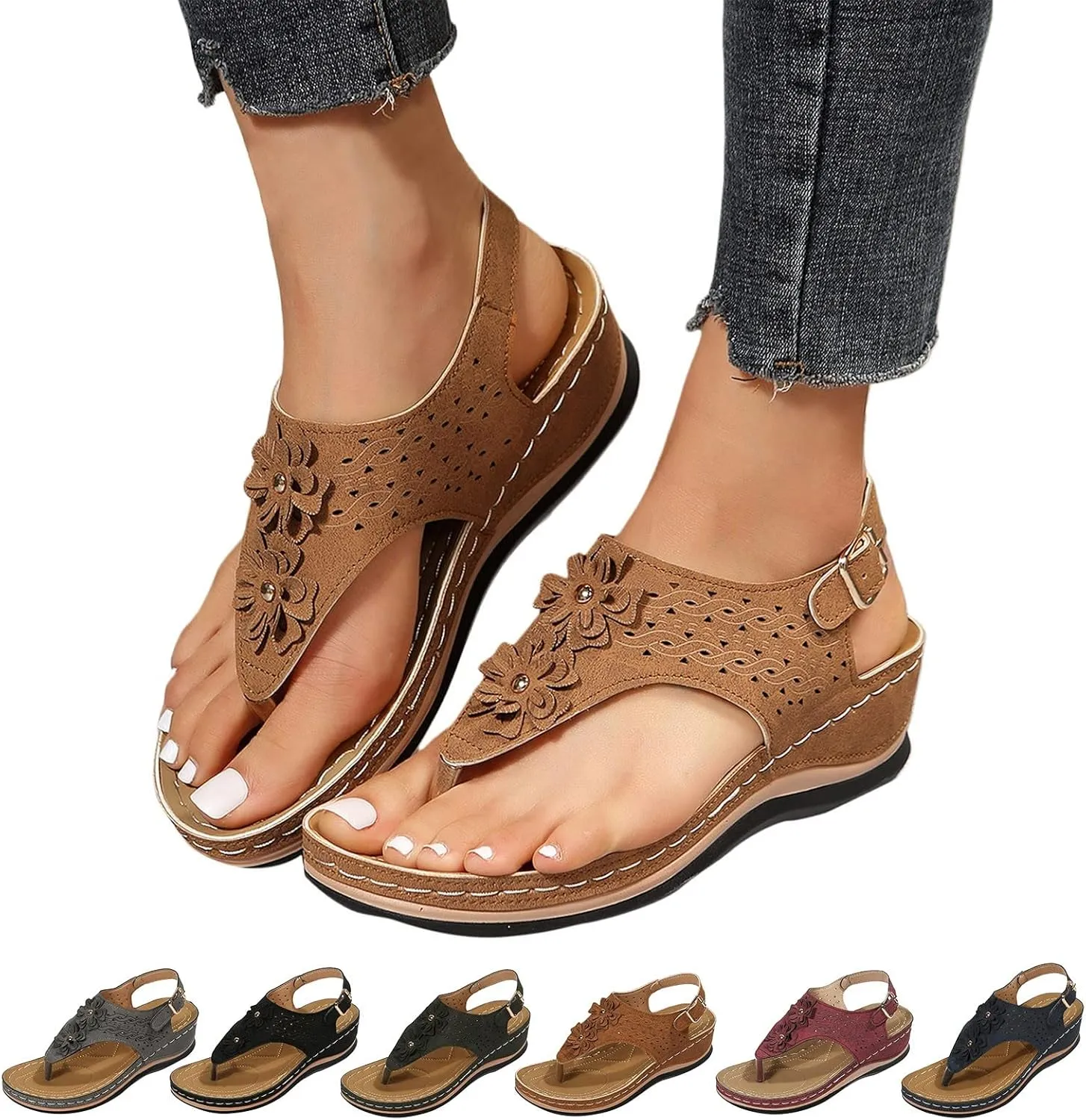 SBGMoSJ Ortho Dressy Sandals for Women Womens Orthopedic Flip Flops Wide Womens Summer Shoes White Women Comfort Sandals Walking Shoes Women Office Comfortable Sandals Women Huarache