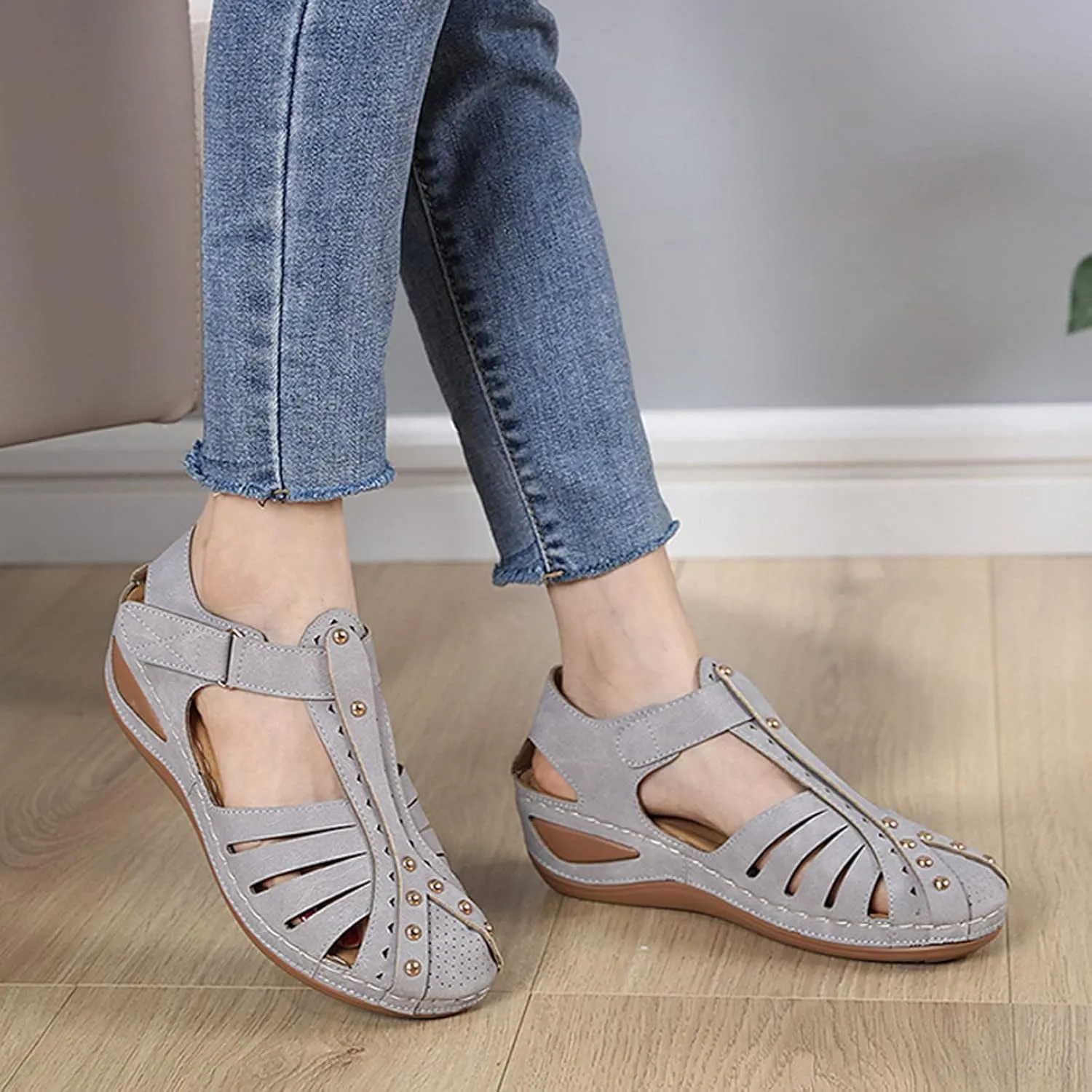 SBGMoSJ Shoes for Bunions and Wide Feet Women Summer Sandals for Women 2024 Black Gold Sandals for Women Dressy Flats Casual Summer Sandals Orthopedic Flip Flops with Heel Zapatos Plataforma De Mujer