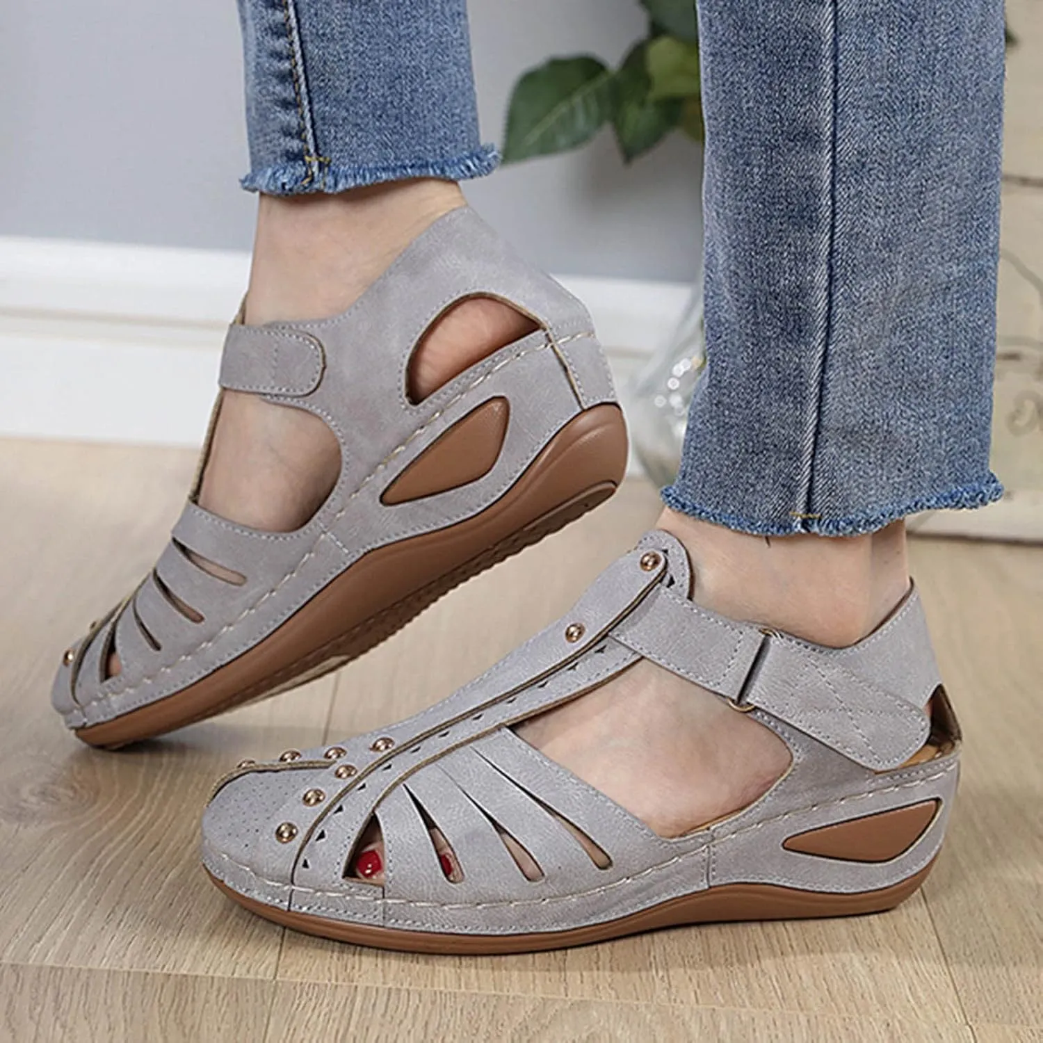 SBGMoSJ Shoes for Bunions and Wide Feet Women Summer Sandals for Women 2024 Black Gold Sandals for Women Dressy Flats Casual Summer Sandals Orthopedic Flip Flops with Heel Zapatos Plataforma De Mujer