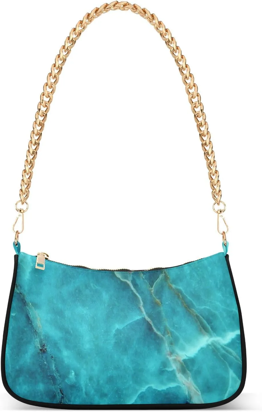 senya Handbags Chain Shoulder Tote Bag Teal Green Marble Texture Satchel Purse Top Handle Crossbody Bags for Women