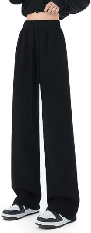 SHEKINI Wide Leg Sweat Pants for Women Baggy Sweatpants High Wasited Casual Drawstring Lounge Trousers with Pockets