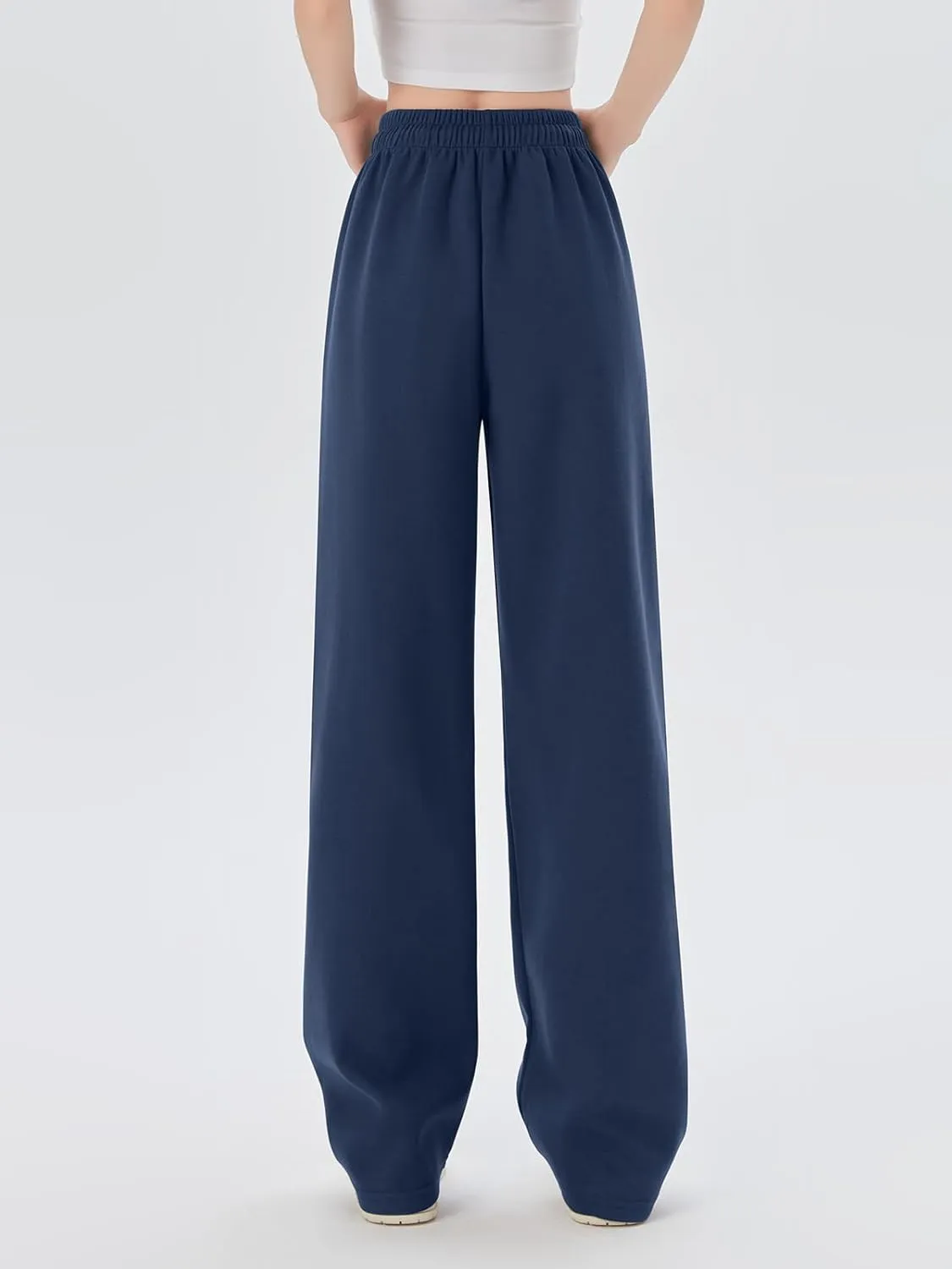 SHEKINI Wide Leg Sweat Pants for Women Baggy Sweatpants High Wasited Casual Drawstring Lounge Trousers with Pockets