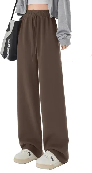 SHEKINI Wide Leg Sweat Pants for Women Baggy Sweatpants High Wasited Casual Drawstring Lounge Trousers with Pockets