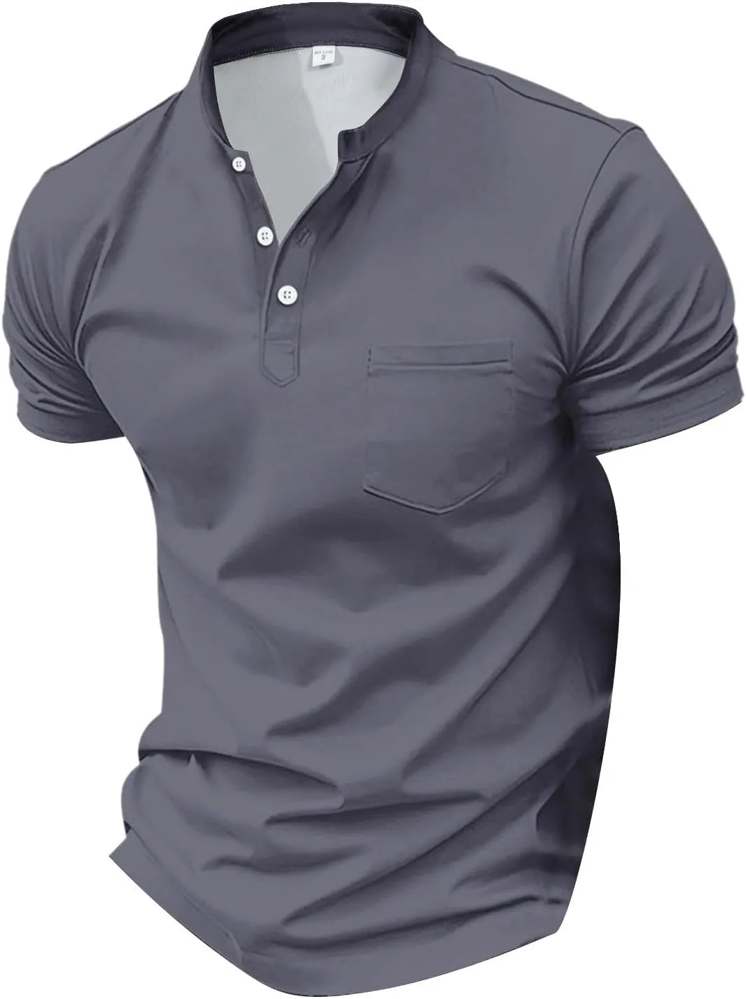 Short Sleeve Muscle Henley T-Shirts for Men Casual Cotton Gym Workout Athletic V Neck Tees Quick Dry Summer Work Polo Shirts