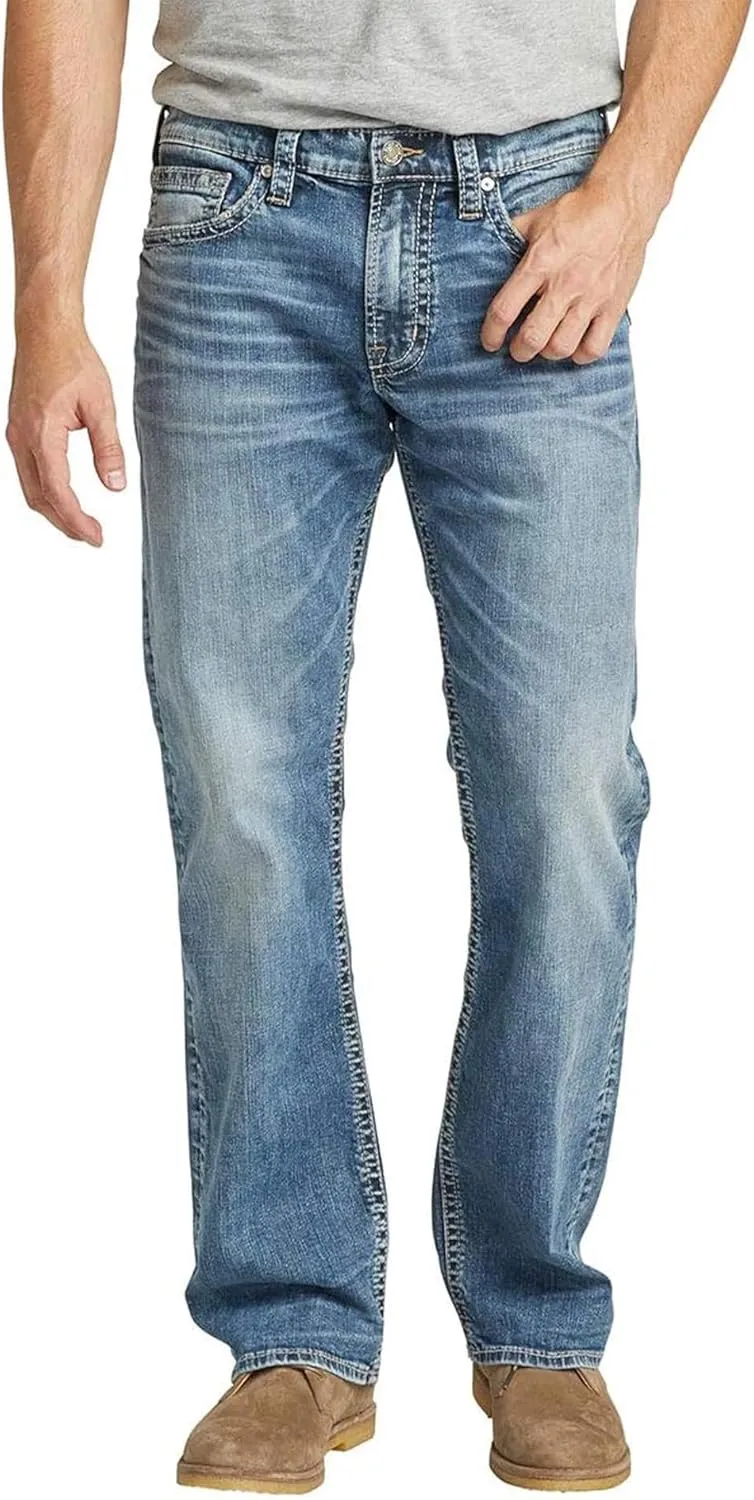 Silver Jeans Co. Men's Zac Relaxed Fit Straight Leg Jeans, Classic Dark Indigo, 34W x 32L