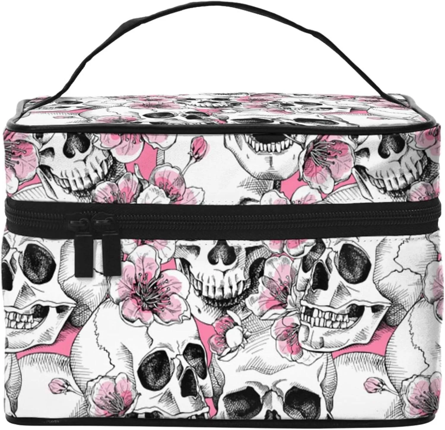 Skull Travel Makeup Bag For Women Large Cosmetic Bags Portable Makeup Organizer Bag Vacation Toiletry Bag Girls Makeup Storage Case