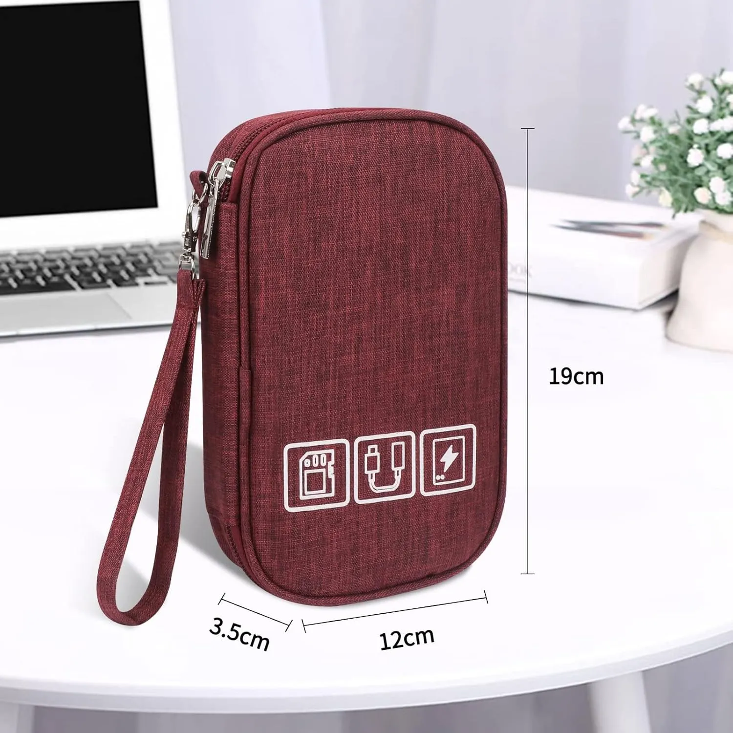 Skycase Electronic Organizer, Small Cable Organizer Travel Case,All-in-One Electronics Accessories Cases for Cables, Chargers, USB,Earphones, Portable Hard Drives, Power Banks,Wine Red