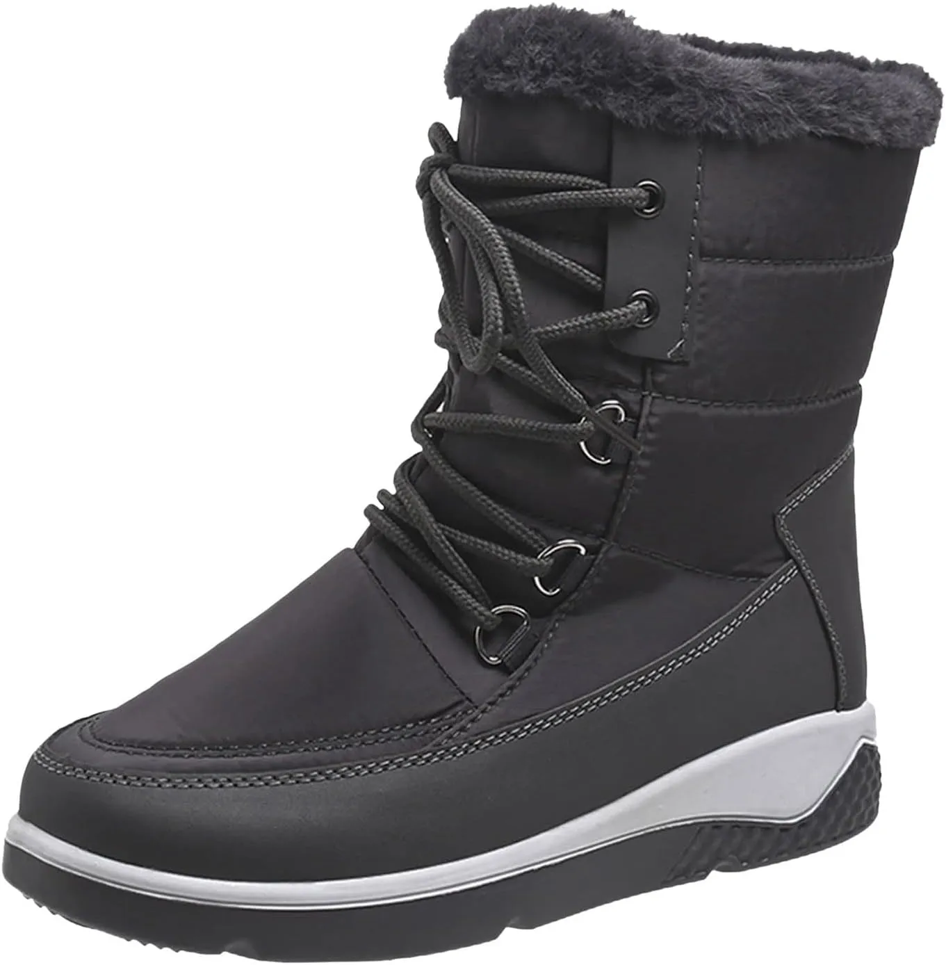 Slip on Winter Boots for Women Wide Womens Waterproof Snow Boots Knee High Women's Leather Winter Boots White Tall Snow Boots for Women White Botas Invierno Mujer Elegantes