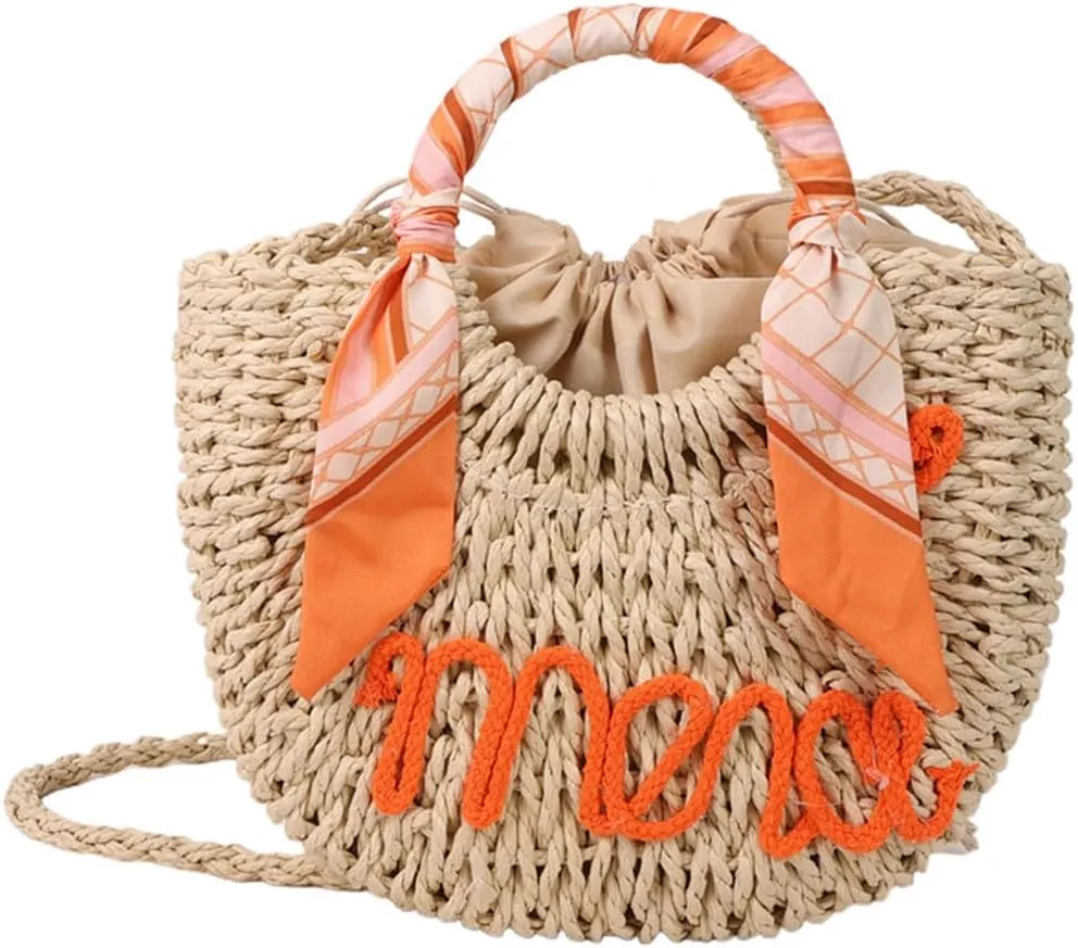 Straw Beach Bag Small Women Crossbody Shoulder Bag Woven Handbag Top Handle Satchel Purse