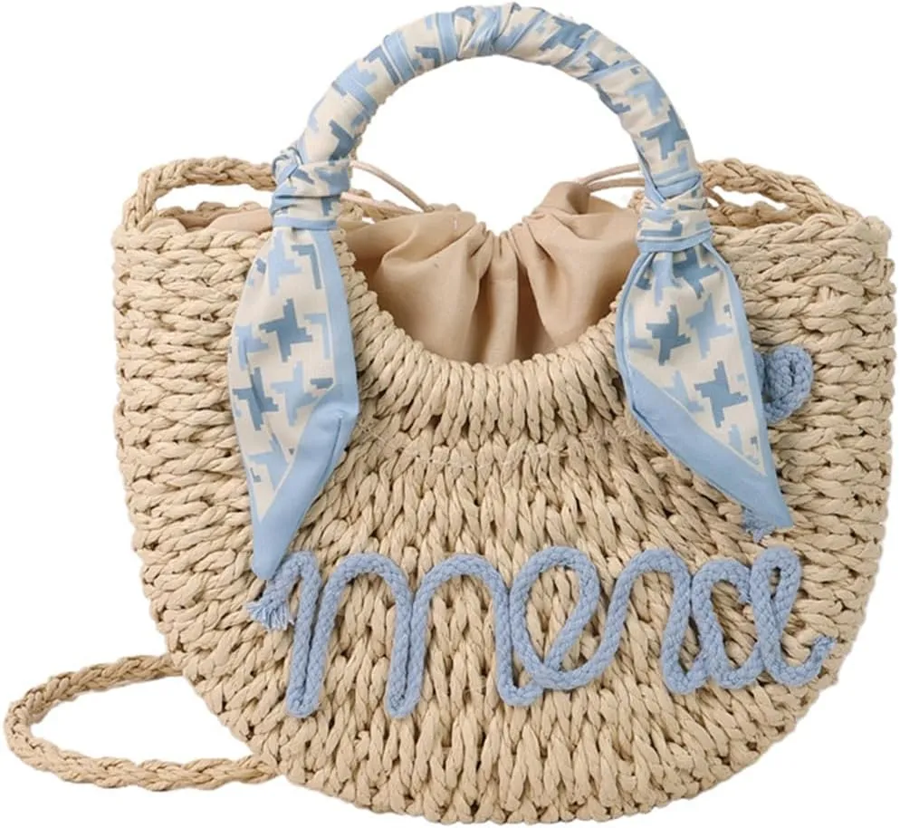 Straw Beach Bag Small Women Crossbody Shoulder Bag Woven Handbag Top Handle Satchel Purse