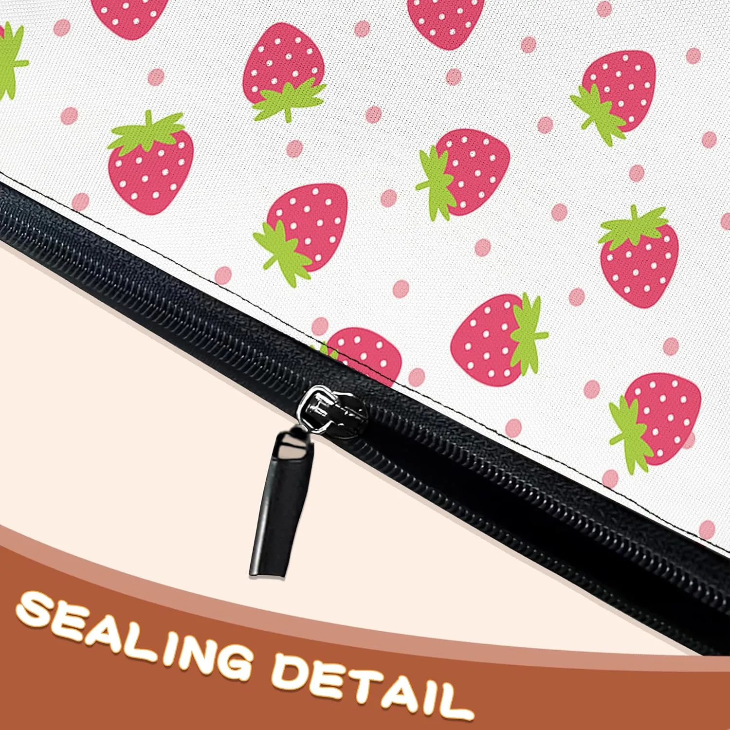 Strawberry with Pink Polka Dot Cosmetic Bags Makeup Bags Toiletry Bag Large Capacity Organizer Pouch with Zipper Travel Accessories for Women Girls