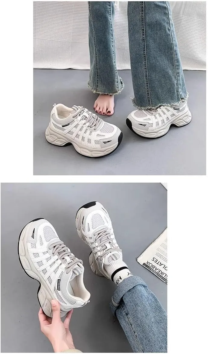 Summer Mesh Shoes for Women Dad Shoes Platform Chunky Trendy Breathable Casual Sports Tennis Sneakers Kawaii Y2K for Girls Daughter Granddaughter Back to School Rave Travel Streetwear