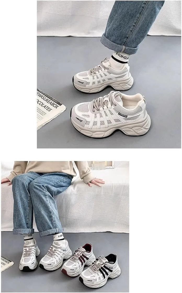 Summer Mesh Shoes for Women Dad Shoes Platform Chunky Trendy Breathable Casual Sports Tennis Sneakers Kawaii Y2K for Girls Daughter Granddaughter Back to School Rave Travel Streetwear