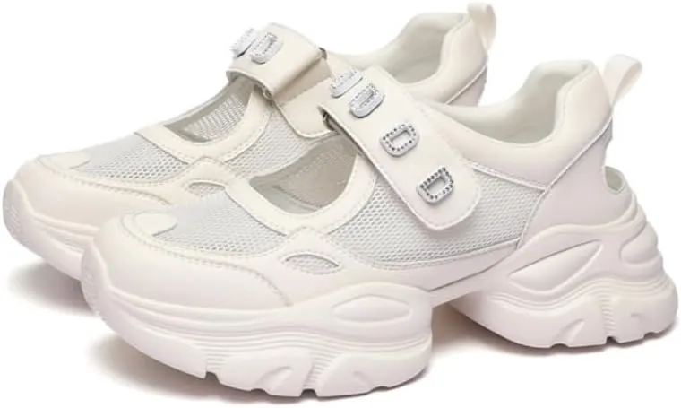 Summer Mesh Shoes for Women Hook and Loops Platform Chunky Trendy Breathable Casual Sports Tennis Sneakers Kawaii Y2K for Girls Daughter Granddaughter Back to School Rave Travel Streetwear