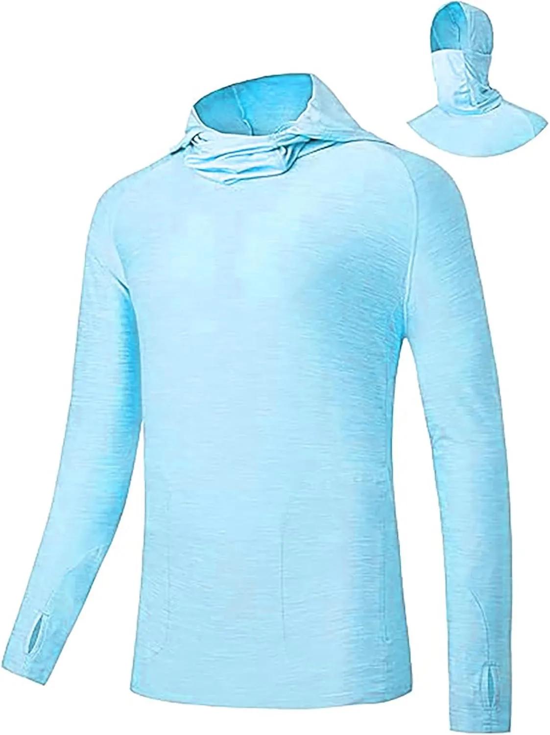Sun Hoodies for Men Solid Long Sleeve Hooded Sweatshirts Pullover Tops Lightweight Rash Guard Fishing Hiking Shirts