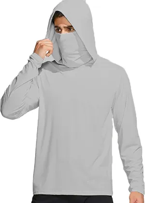 Sun Hoodies for Men Solid Long Sleeve Hooded Sweatshirts Pullover Tops Lightweight Rash Guard Fishing Hiking Shirts