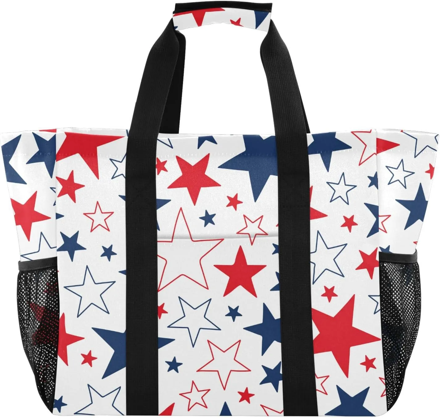 susiyo 4th Of July Stars Reusable Grocery Tote Bag Collapsible Canvas Beach Bag Large Travel Bags for Hiking Trip Pool