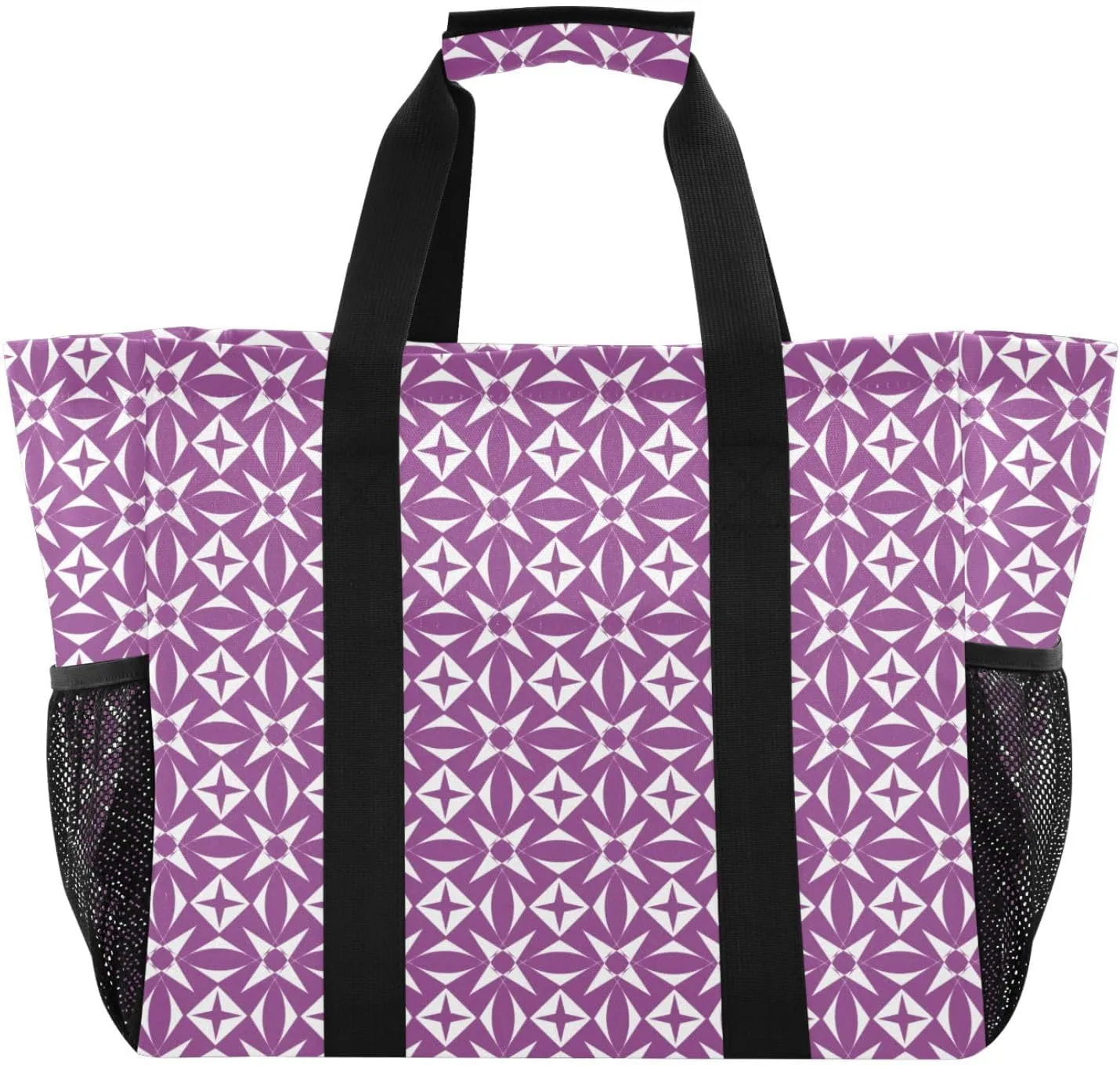 susiyo Abstract Purple Seamless Reusable Grocery Tote Bag Collapsible Canvas Beach Bag Large Travel Bags for Hiking Trip Pool