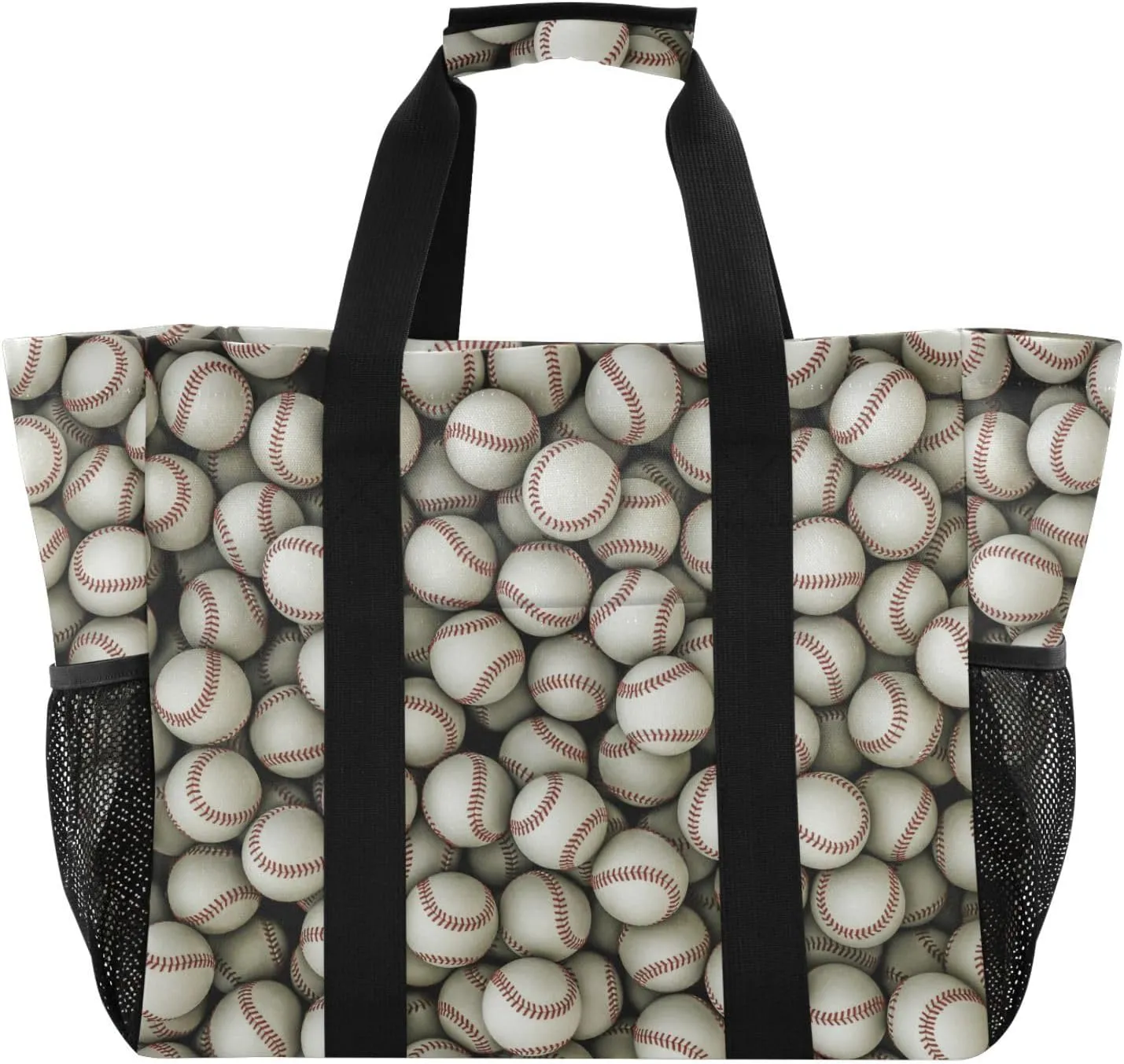 susiyo Baseballs Reusable Grocery Tote Bag Collapsible Canvas Beach Bag Large Travel Bags for Hiking Trip Pool